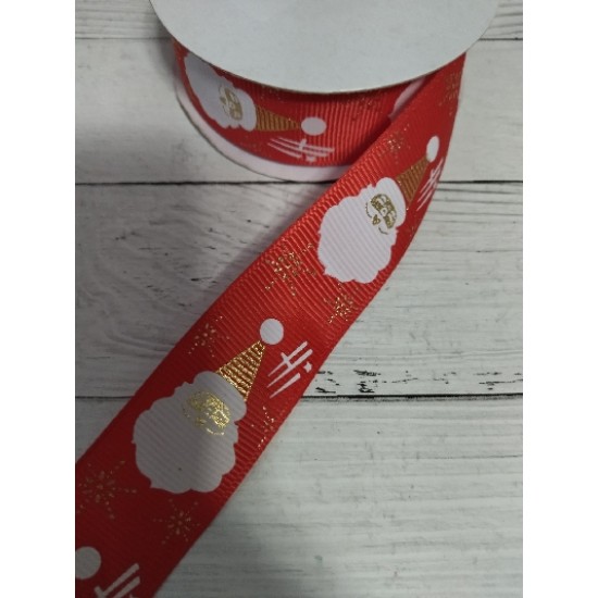 Лента новогодняя репсовая 2,5 см, цена за 1 м